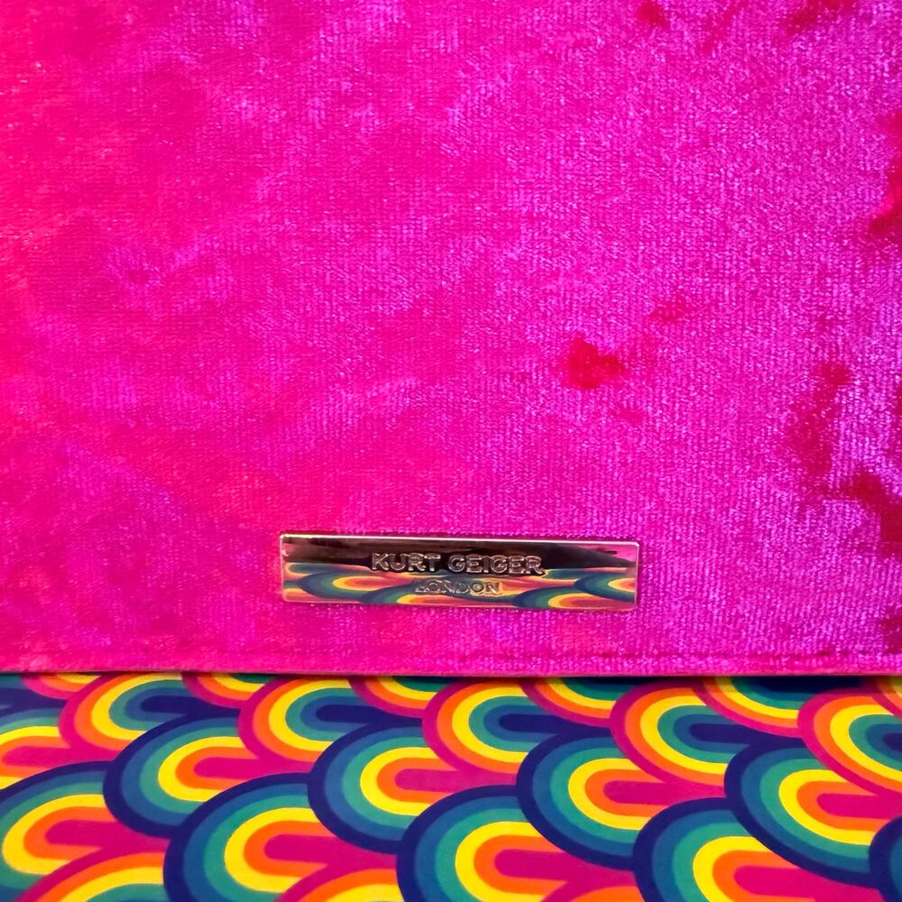 Kurt Geiger Small Shoreditch Pink Velvet Bow Crossbody Bag Purse - Picture 7 of 12